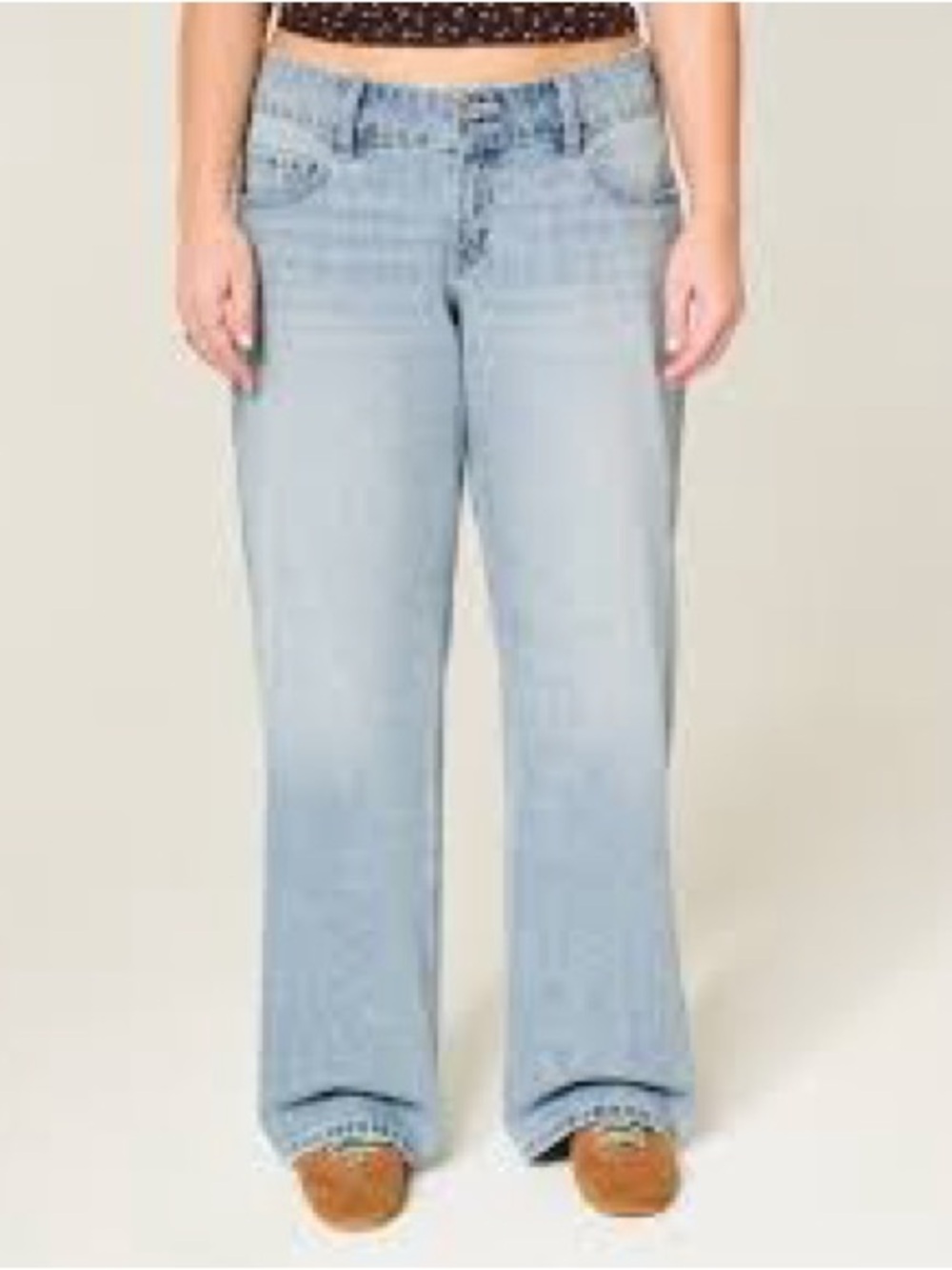 Hollister light wash low-rise baggy jeans relaxed slouchy wide-leg Y2K 30 Long